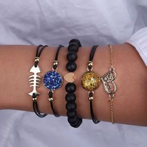 5 PCS Fishbone bracelet set!